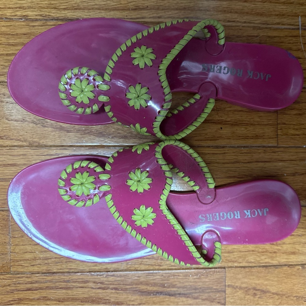 Jack Rogers Fuchsia and Lime Sandals